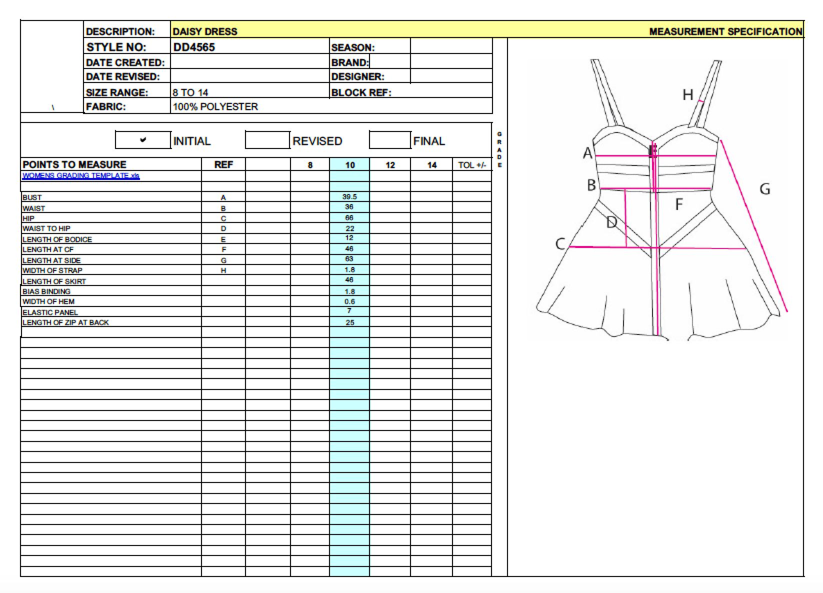 Garment tech Pack Template Free Download Xcel