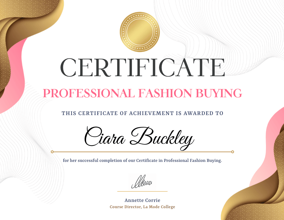 Certificate of Professional Fashion Buying Course Online Qualification